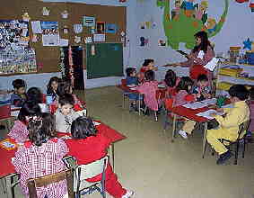 ブエノスアイレスにある日亜学院・幼稚部の授業風景